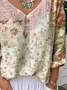 V Neck Casual Jersey Multicolor Block T-Shirt