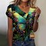 Women's Short Sleeve T-shirt Summer Color1 Geometric Buckle Asymmetrical Puff Sleeve Daily Going Out Vintage Top