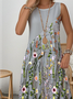 Loose Casual Floral Crew Neck Dress