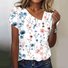 Women's Short Sleeve T-shirt Summer Color1 Geometric Buckle Asymmetrical Puff Sleeve Daily Going Out Vintage Top