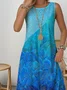 Loose Casual Crew Neck Gradient Pattern Dress