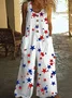 Regular Fit America Flag Casual Jumpsuit