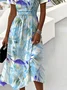 V Neck Casual Floral Dress