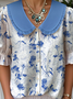 Floral Loose Simple Shawl Collar Shirt