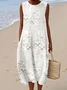 Regular Fit Striped Casual Crew Neck Dress With No