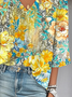 Gradient Pattern Loose V Neck Simple Blouse