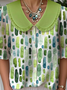 Shawl Collar Casual Loose Geometric Shirt