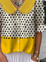 Casual Loose Shawl Collar Abstract Polka Dots Shirt