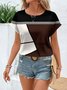 Women's Short Sleeve T-shirt Summer Blue Striped Printing Crew Neck Daily Going Out Casual Top