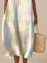 Regular Fit Colorblock Vacation Cotton Dress With No