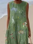 Vacation Cotton Crew Neck Painting Dress With No