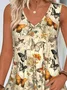 Regular Fit Floral V Neck Casual Tank Top