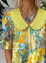 Shawl Collar Casual Loose Gradient Pattern Shirt