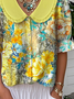 Shawl Collar Casual Loose Gradient Pattern Shirt