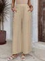 Women's  Elastic Waist H-Line Wide Leg Pants Daily Going Out Pants White Casual Split Joint Plain Spring/Fall Pants