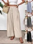 Women's  Elastic Waist H-Line Wide Leg Pants Daily Going Out Pants Black Casual Split Joint Plain Spring/Fall Pants