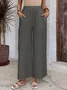Women's  Elastic Waist H-Line Wide Leg Pants Daily Going Out Pants White Casual Split Joint Plain Spring/Fall Pants