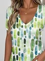 V Neck Simple Loose Jersey T-Shirt