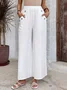 Women's  Elastic Waist H-Line Wide Leg Pants Daily Going Out Pants White Casual Split Joint Plain Spring/Fall Pants