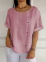 Loose Cotton-Blend Casual Plain T-Shirt