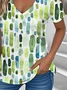 V Neck Simple Loose Jersey T-Shirt