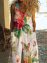 Women's H-Line Overall Crew Neck Daily Going Out Casual Printing Floral Summer Long Jumpsuit Romper