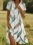 Women's Floral Print Lapel Short Sleeve Dress