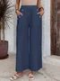 Women's  Elastic Waist H-Line Wide Leg Pants Daily Going Out Pants White Casual Split Joint Plain Spring/Fall Pants