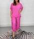 Women's Plain Daily Going Out Two-Piece Set Beige Casual Summer Top With Pants Matching Set