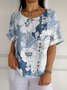 Casual Cotton-Blend Gradient Pattern T-Shirt