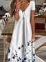 Women's Floral Print Casual V-Neck Short Sleeve Dress