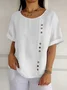 Loose Cotton-Blend Casual Plain T-Shirt