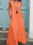 Casual Plain Crew Neck Maxi Dress