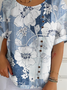 Casual Cotton-Blend Gradient Pattern T-Shirt