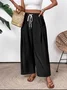 Women's  Elastic Waist H-Line Wide Leg Pants Daily Going Out Pants Black Casual Split Joint Plain Spring/Fall Pants