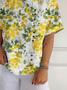 Casual Floral Cotton-Blend T-Shirt