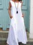 Casual Plain Crew Neck Maxi Dress