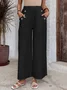 Women's  Elastic Waist H-Line Wide Leg Pants Daily Going Out Pants White Casual Split Joint Plain Spring/Fall Pants