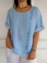 Loose Cotton-Blend Casual Plain T-Shirt