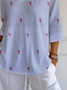 Women's V-neck three-quarter sleeve T-shirt