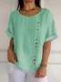Loose Cotton-Blend Casual Plain T-Shirt
