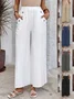 Women's  Elastic Waist H-Line Wide Leg Pants Daily Going Out Pants White Casual Split Joint Plain Spring/Fall Pants