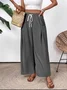 Women's  Elastic Waist H-Line Wide Leg Pants Daily Going Out Pants Black Casual Split Joint Plain Spring/Fall Pants
