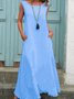 Casual Plain Crew Neck Maxi Dress