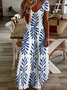 Women's Short Sleeve Summer White Floral Printing V Neck Daily Going Out Casual Maxi X-Line Dress