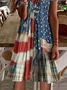 Women's Short Sleeve Summer As Picture Independence Day (Flag) Printing V Neck Daily Going Out Casual Midi A-Line Classic Dress