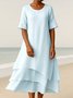 Crew Neck Casual Dress With No