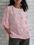 Simple Crew Neck Floral Loose Shirt