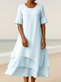 Crew Neck Casual Dress With No