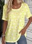 Crew Neck Floral Casual T-Shirt